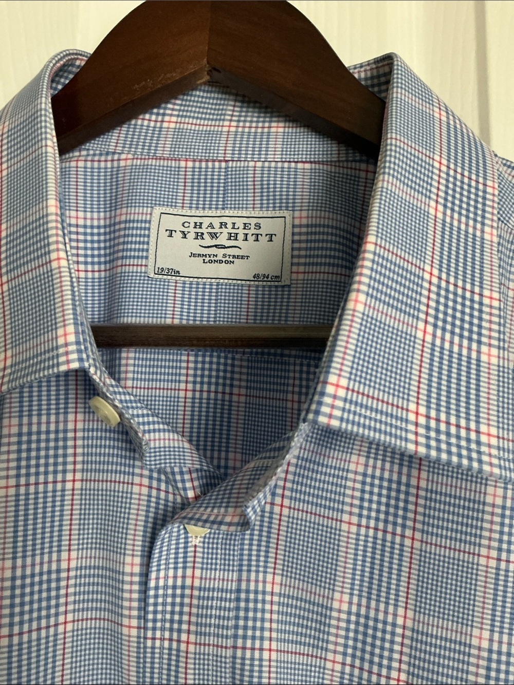 Charles Tyrwhitt Blue and Pink Windowpane Dress Shirt